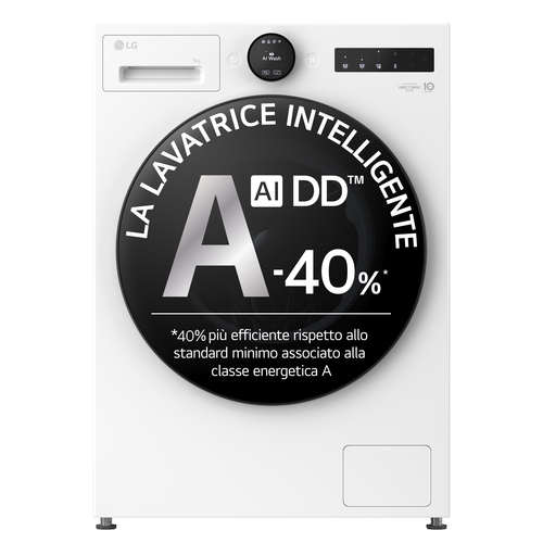 LG F4X7009TWB Lavatrice 9kg AI DD™ Serie X7, Classe A-40%, 1400 giri, Display Easy Circle, Wi-Fi, AI Wash, TurboWash